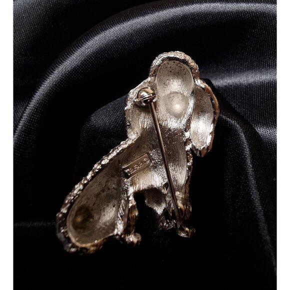 Vintage Trifari Poodle Brooch 1960s Silver Tone Dog Pin Signed - Picture 4 of 5